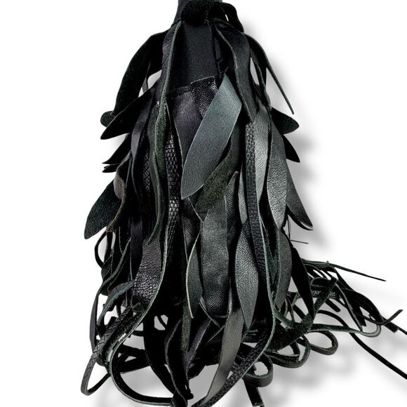 Bohemian Fringe Western Cowgirl Cowboy Rodeo Black Leather Hobo Shoulder Bag - Picture 10 of 12